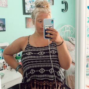 Charlotte Russe Geometric Pattern Halter Crop Top